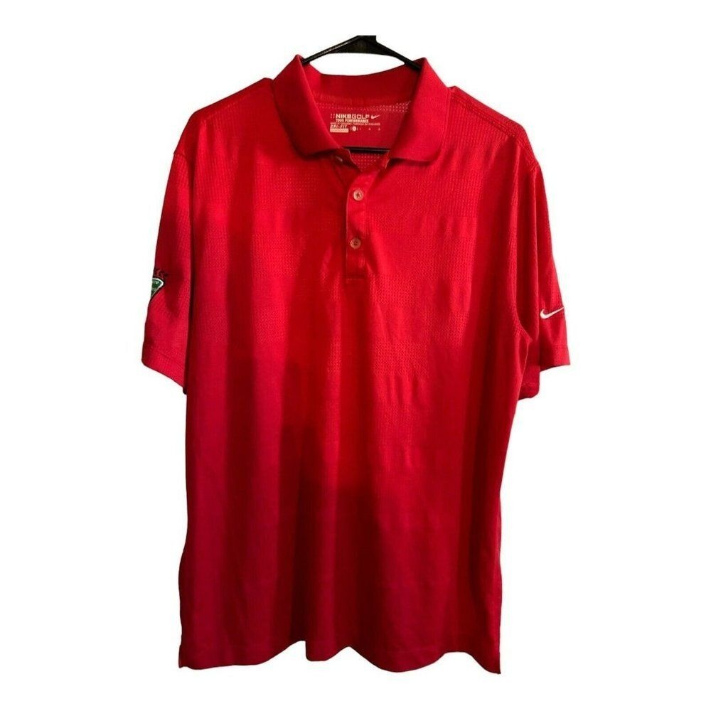 Nike Golf Polo Shirt Mens Large Red Tour Performance Dri-Fit Vented Collar